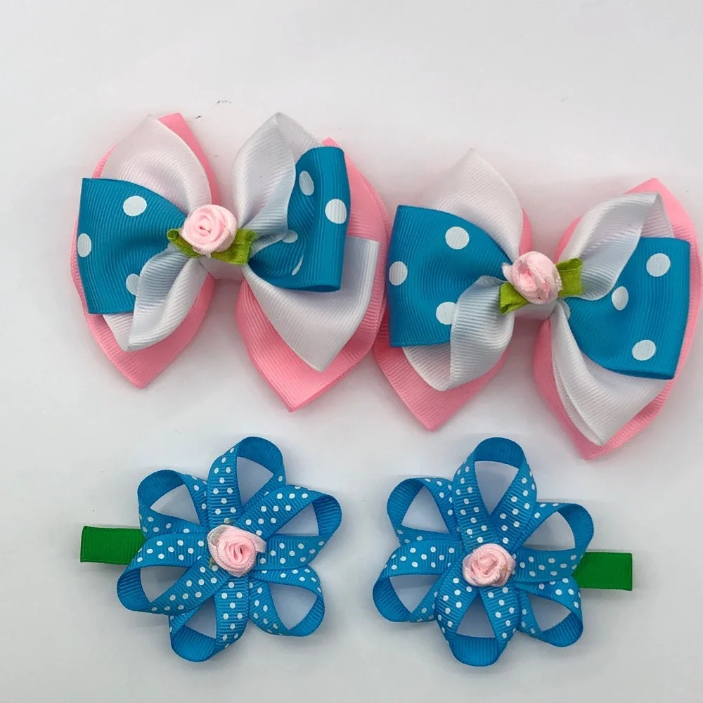 Bows for hair (set of four) alligator clips